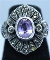 STERLING SILVER AMETHYST RING SIZE  5.25