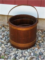 Primitive Wood Firkin Shacker Bucket 14" Tall