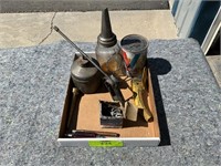 Classic Valvoline Oil Can + Antique Glass Oil Can