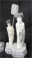 PAIR OF BONE CARVED EMPEROR & EMPRESS STATUES