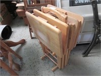 Set of 4 Wood TV Trays