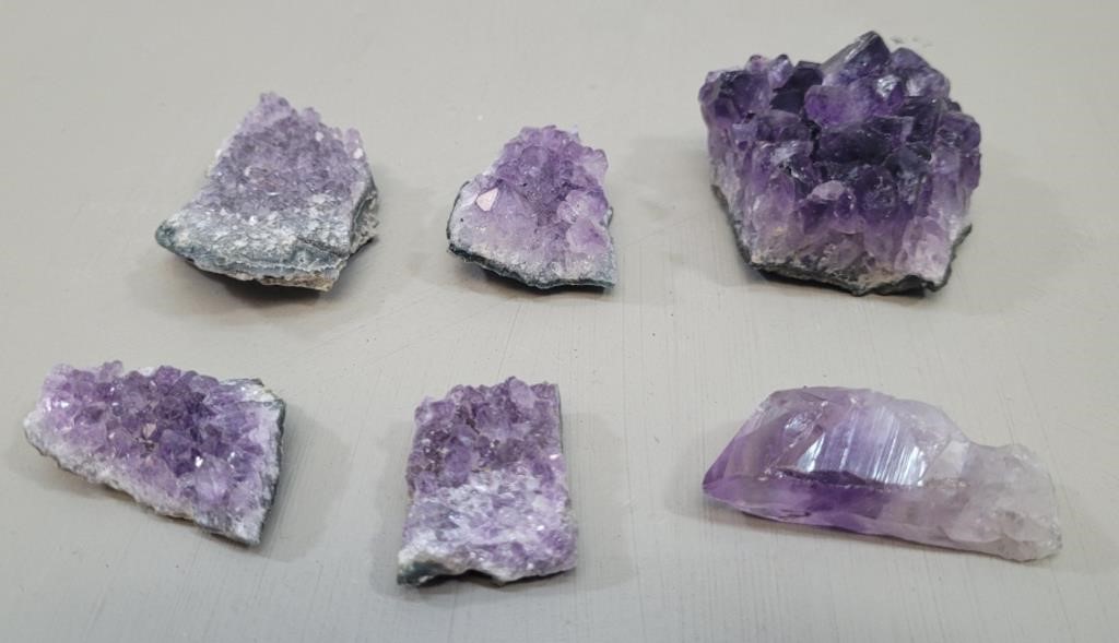 6 Natural Amethyst Cluster Crystals