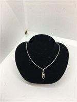 Sterling Chain with Black /Natural Pearl Pendant