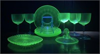 Vintage Uranium Vaseline Glass Grouping
