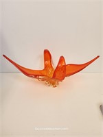 Art Glass Orange/Clear Centerpiece Chalet? 17.5"