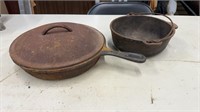 Cast Iron Pots. 10 Inch Skillet with Lid and 8