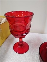 Set of eight red glass goblets