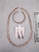 Tri-Color Sterling Silver Necklace, Bracelet, &