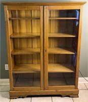 Antique Solid Oak Glass Door Bookcase/Display