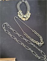 LOFT SILVER TONE STATEMENT NECKLACES, OTHER