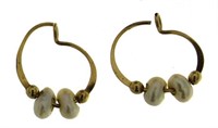 10kt Gold Pearl Hoop Earrings