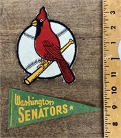 Cardinals patch & Senators mini pennant
