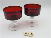 PAIR OF VINTAGE RUBY RED DESSERT DISHES