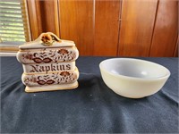 Vintage Brown Onion Napkin Holder and  anchor