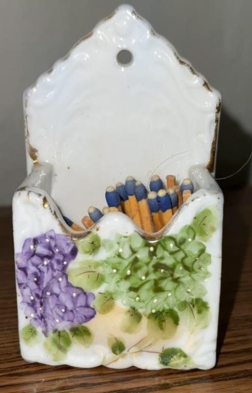 Antique Hand Painted Porcelain Wall Mount Match