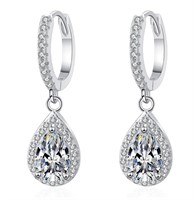 925S 1.0ct Moissanite Diamond Pear Earrings