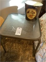 Glass end table trash can