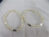 2 FRESH WATER PEARL BEAD BRACELETS