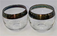 2 Vintage Silver Rimmed Tumbler Glasses Dorothy Th