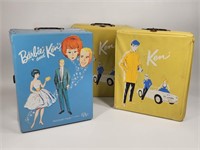 3) VINTAGE MATTEL BARBIE & KEN VINYL DOLL CASES