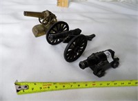 2 Cast Iron & 1 All Brass Mini Cannons