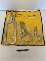 3 NEW Locking C Clamps in Yellow Bag