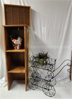 Vintage Patio Cart w/ Artificial Plant, Wooden