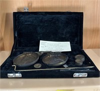 Vintage Set of Gold Scales in Case