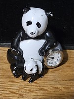 Vintage Elgin Miniature Panda Bear Quartz Clock