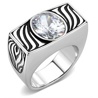 Pretty 3.85ct White Sapphire Zebra Pattern Ring