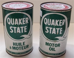 2 Full Quaker State Motor Oil Tins