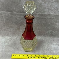 Indiana Glass Diamond Point Ruby Flashed Decanter