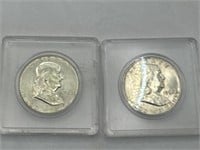 Coins-2 Franklin Half Dollars