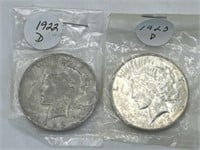 Coins-2 peace dollars
