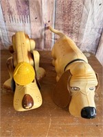 2 Vintage Plastic Children's Dog Toy