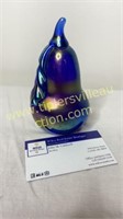 Gibson glass blue iridescent pear paperweight