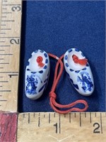 Miniature blue Holland porcelain shoes