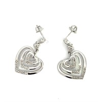 14K WHITE GOLD 0.50CT DIAMOND HEART EARRINGS