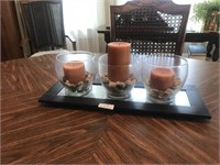 Mirrored 3 Candle Table Centerpiece