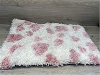 Pink and white shag rug 36x24