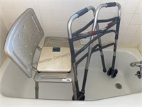 Shower chair, scales and collapsible aluminum