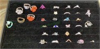 Large tray lot of costume rings.   1795.