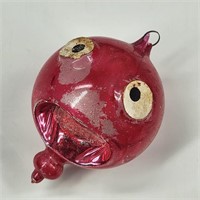 ANTIQUE FIGURAL PINK FROG FACE CHRISTMAS ORNAMENT