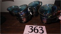 CARNIVAL GLASS CUPS QTY 7