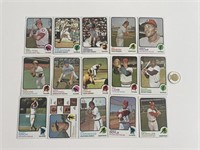 15 cartes de baseball vintage Topps 1973