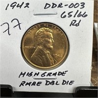 1942 WHEAT PENNY CENT DDR-003 HIGH GRADE DBL DIE