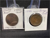 Large Cent  and 1846 Large Cent