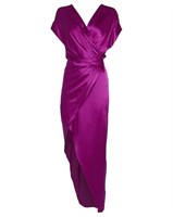 MICHELLE MASON Silk High-Low Wrap Dress