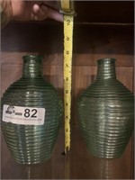 2 green Honey Comb vases