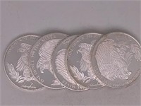 H- (5) 1 Troy Oz .999 Fine Silver Rounds